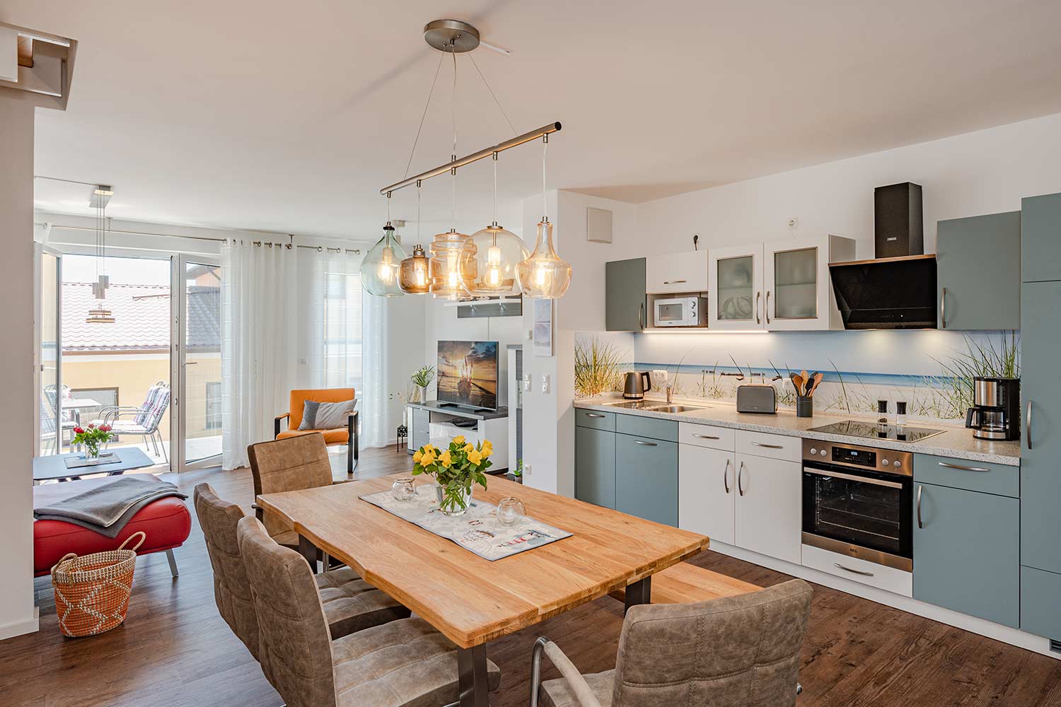 Ferienhaus Nordwind Kölpinsee Insel Usedom Küche und Essbereich