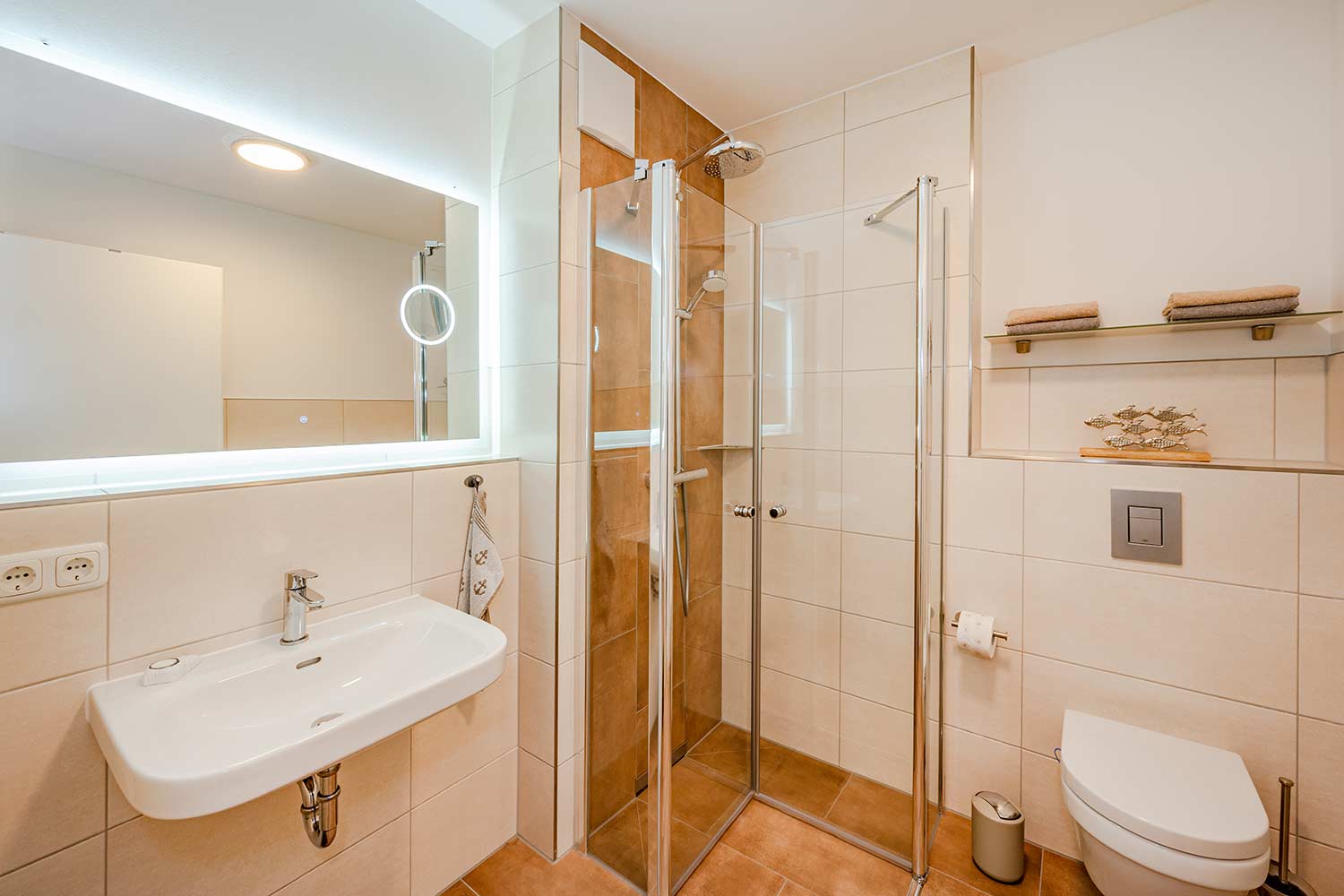 Ferienhaus Nordwind Kölpinsee Insel Usedom Badezimmer mit Dusche