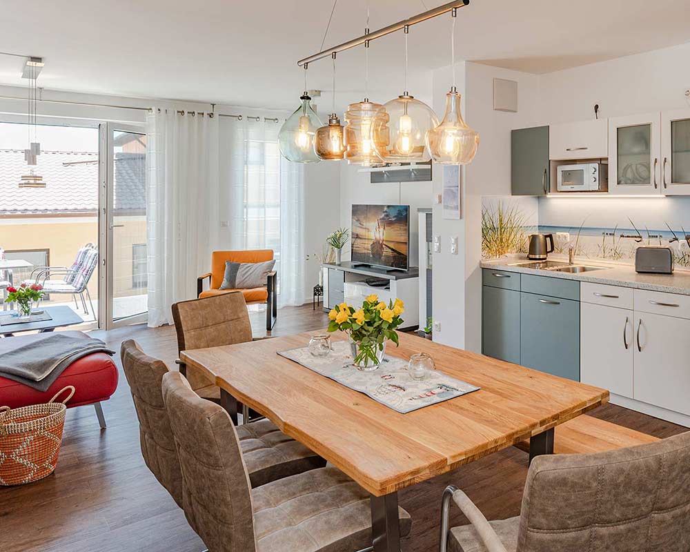 Wohnbereich Ferienhaus Nordwind Kölpinsee