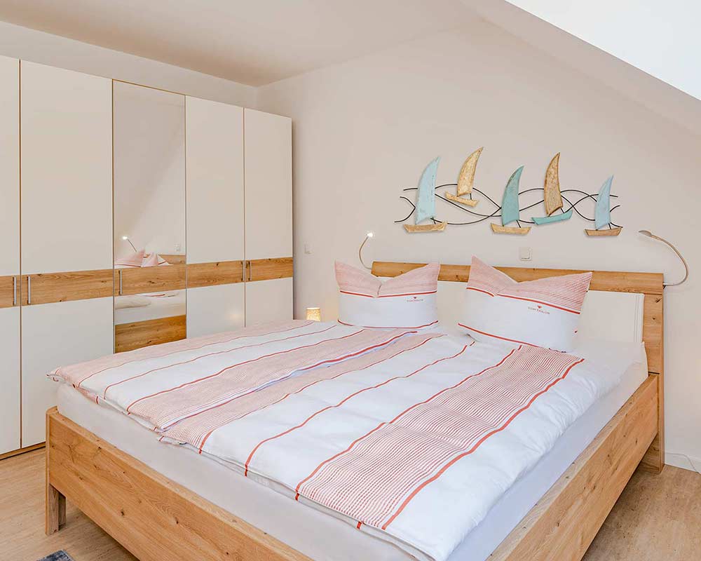 Schlafzimmer Ferienhaus Nordwind Kölpinsee