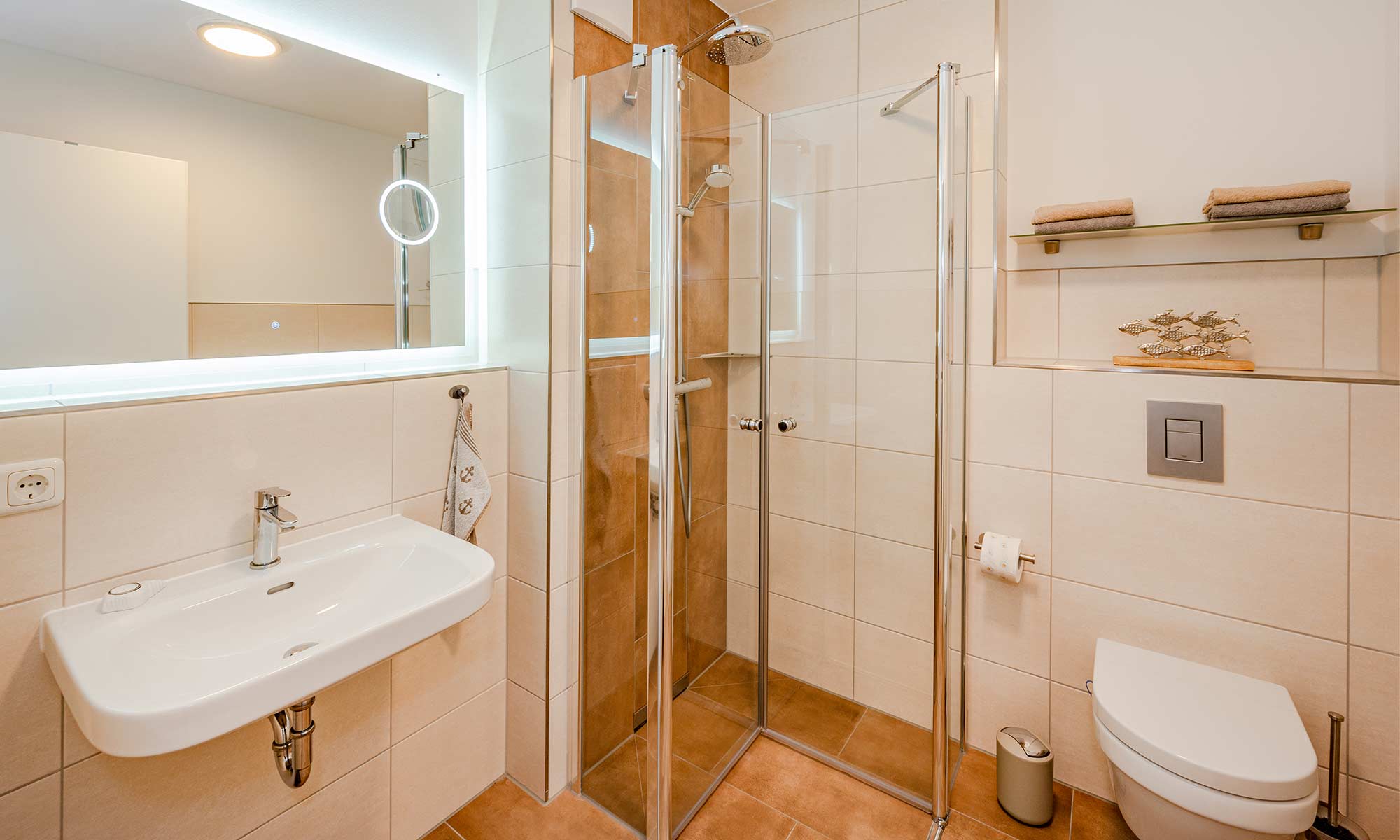 Badezimmer Ferienhaus Nordwind Kölpinsee